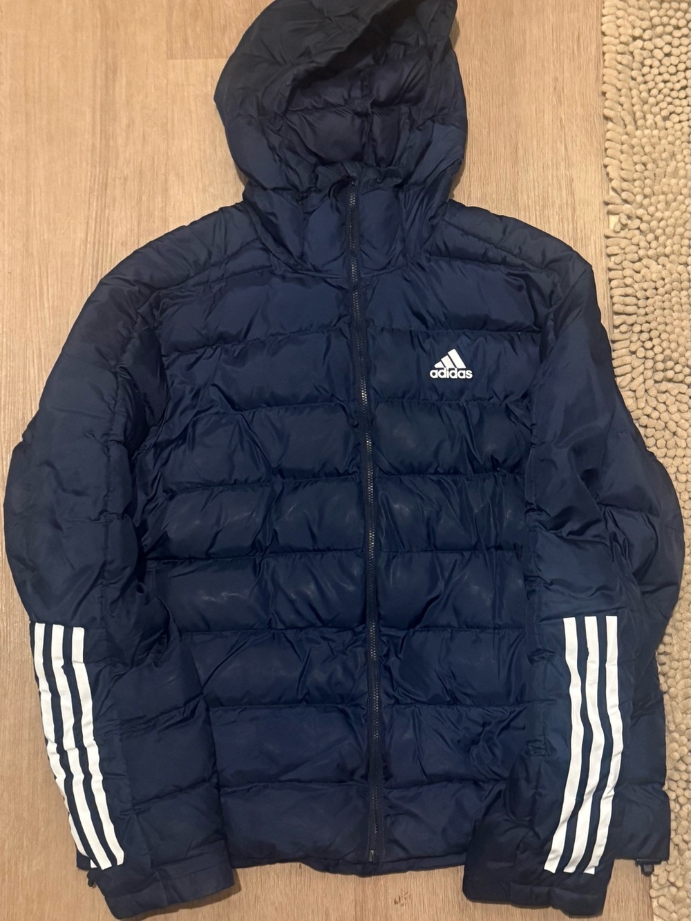 Adidas Men's Navy Hooded Puffer Jacket